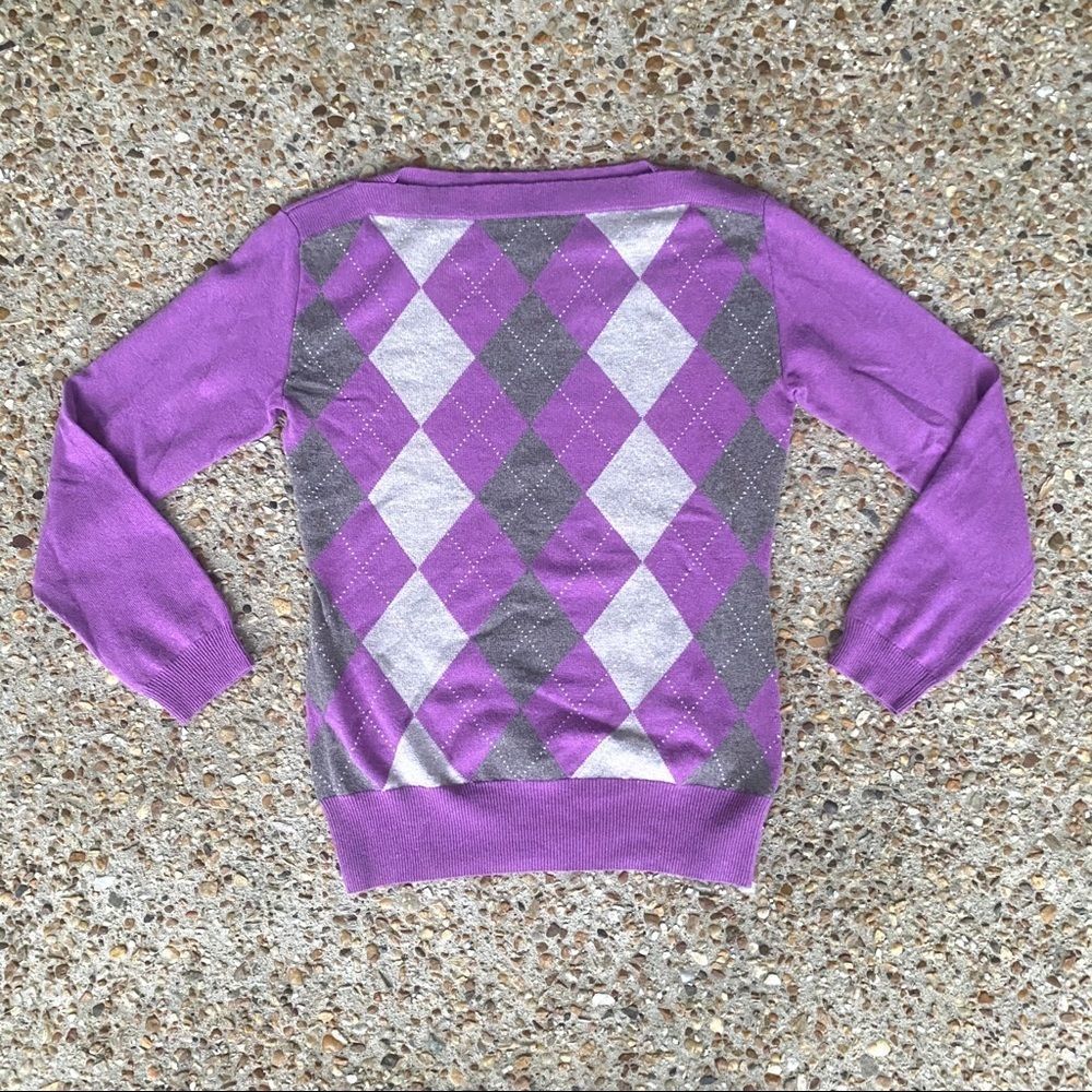 Banana Republic Wool Cashmere Blend Purple Argyle Sweater Size S